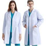 Uniforme Médico, Bata Larga Blanca, Uniforme De Laboratorio