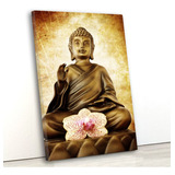 Tela Canvas Vertical 90x60 Buda Com Fundo Dourado