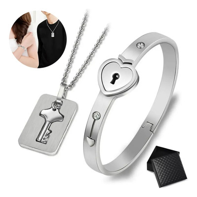 Pulsera Brazalete Pareja Con Llave Corazón Acero Inoxidable | MercadoLibre
