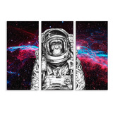 Set De 3 Cuadros Mono Astronauta 90x130cm