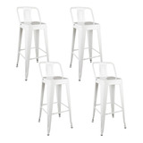 Pack 4 Taburete Piso Metal Tolix Respaldo Bar Comedor Blanco