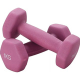 Par De Halteres 1 Kg Sextavado Rosa Life Zone Super Oferta