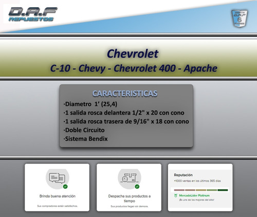 Bomba De Freno Chevrolet Apache - C-10  Chevy - 400  Foto 2