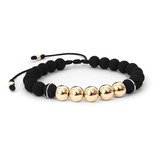 Pulsera Con Neopreno Negro Y Oro Laminado 18k Iconic Store