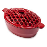 2,3 Qt Vaporizador De Celosia De Hierro Fundido, Rojo, 2,...