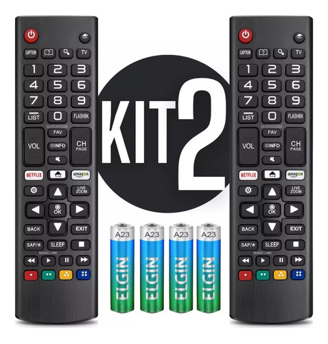 Kit 2 Controle Remoto Compatível LG Tv Smart Universal