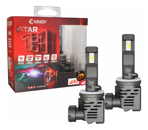 Lampada Super Led Mini Cinoy Star H1 H3 H7 H11 Hb3 Hb4 H27