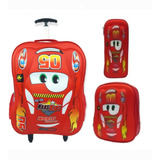 Kit De Mochila Escolar Rodinha Carros Reforçada 3d Alto Rel