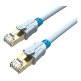 Cable De Red Vention Cat6 Certificado - 1 Metro - Blindado Reforzado - Premium Patch Cord - Sstp Rj45 Ethernet 1000 Mbps - 250 Mhz - Cobre - Pc - Notebook - Servidores - Blanco - Vap-a06-s100