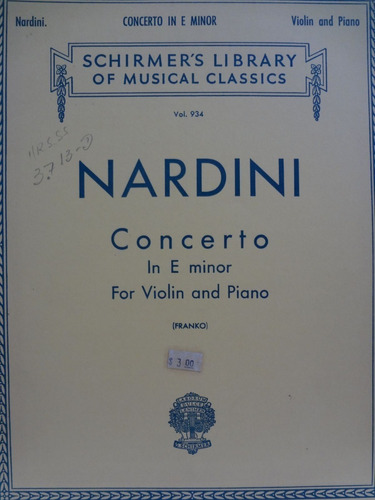 Partitura Violino Piano Nardini Concerto In E Minor Franko
