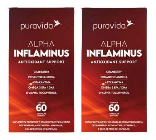 Kit 2 Alpha Inflaminus Antioxidante Astaxantina Epa Puravida