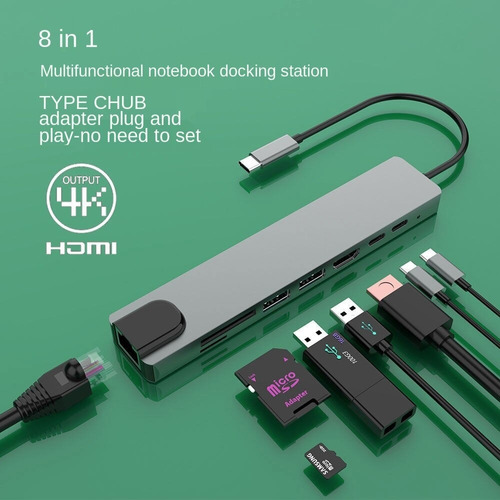 Convertidor De Muelle Tipo C Hub Divisor De Usb C A Hdmi