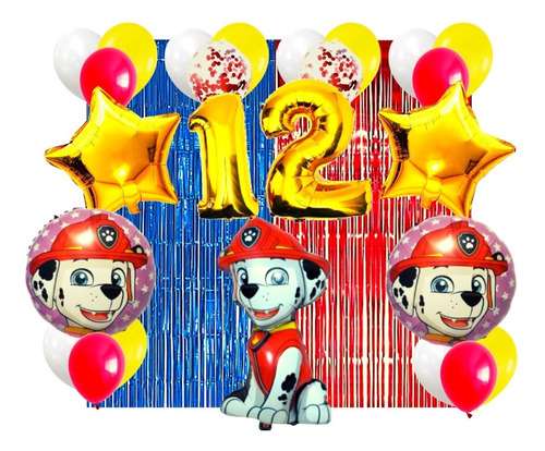 Combo Globos De Cumpleaños Paw Patrol Marshall Kit N°2