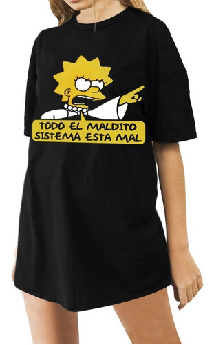 Remeron Los Simpsons Mujer Lisa Todo Sistema Esta Mal Remera