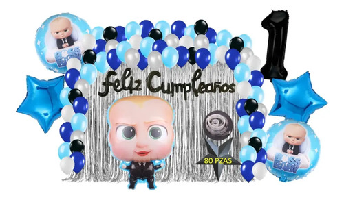 Globos Jefe En Pañales Boss Baby 80pzs Set Fiesta Cumpleaños | Meses sin interés
