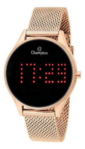 Relógio Champion Feminino Digital Led Ch40026p Rose Negativo