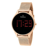 Relógio Champion Feminino Digital Led Ch40026p Rose Negativo