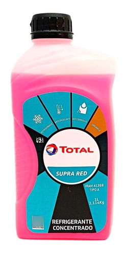 Liquido Refrigerante Anticongelante Total Supra Red 1l