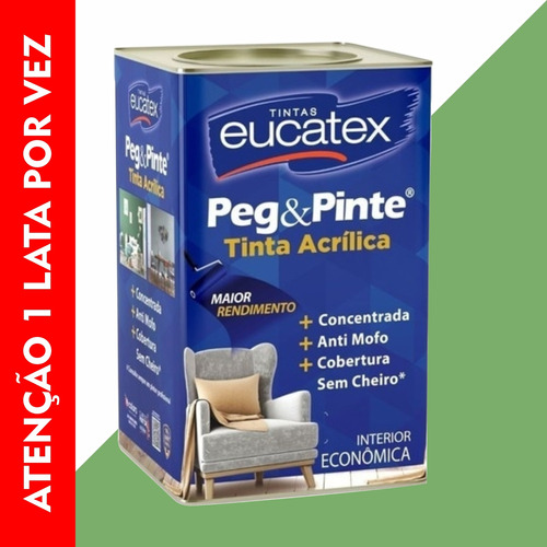 Tinta Acrílica Eucatex 18 Litros Antimofo Peg & Pinte Cores
