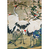 Quadro Canvas Arte Japonesa Vintage Garça Oriental Jardim