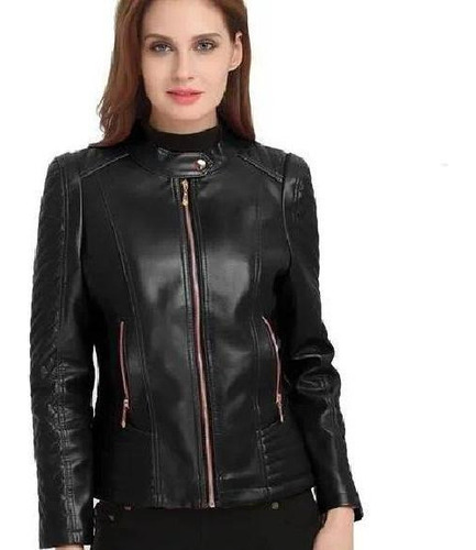 Las Mujeres De Cuero Sintético Biker Chaqueta Corta Otoño E