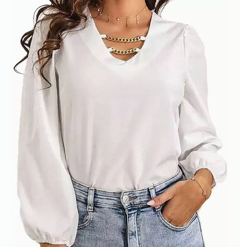 Blusa Para Dama De Moda Casual Camisa Sexy Con Cuello En V