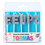 Velitas Feliz Cumple Con Brillos Plateada - Cotillón Waf