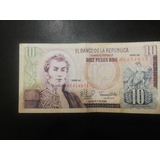 Vendo Billete Antiguo De $10 Pesos Oro Serie Az Del 1980