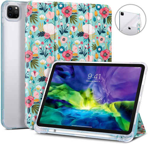 Funda Para iPad Pro 11  (2020) Flores Portalapiz Resistente