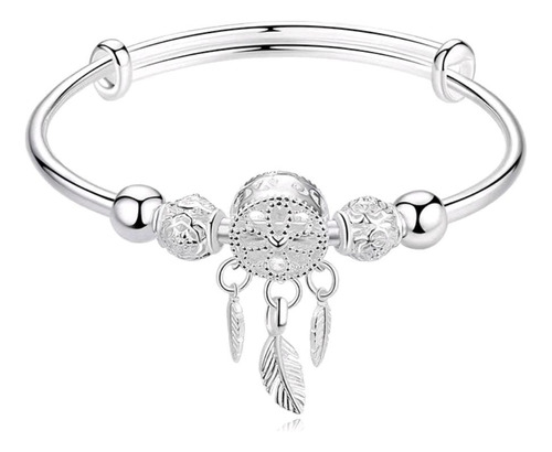 Pulsera Brazalete Ajustable Atrapasueños Plata Ley 925