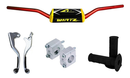 Manubrio Wr5 Fatbar Rojo Grip + Puños Negro + Clamp Xr 150 W