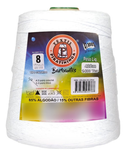 Barbante Colorido 600g 4/8 Fios 420m Branco