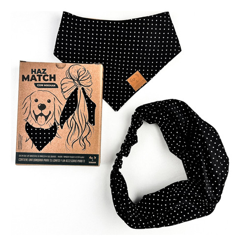 Mikhan Match Dúo Bandana Perro + Diadema Humano Lunares S