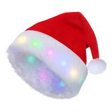 Gorro Navideño De Papá Noel Felpa Delgada Con Leds Y Colores