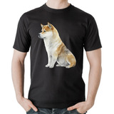 Camiseta Algodão Cachorro Shiba Inu Masculina