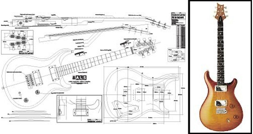 Plan Of Prs Mccarty Guitarra Eléctrica - Impresión A Esca.