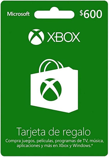 Microsoft Tarjeta De Regalo Xbox 600 Mxn .