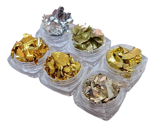 Set 6 Laminas Papel Foil Oro Dorado Metalizadas Para Resina