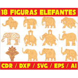  Pack Vectores Corte Laser - Figuras Elefantes