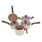 Conjunto Panela Indução Cerâmico Pratic Cook Crema Não Gruda