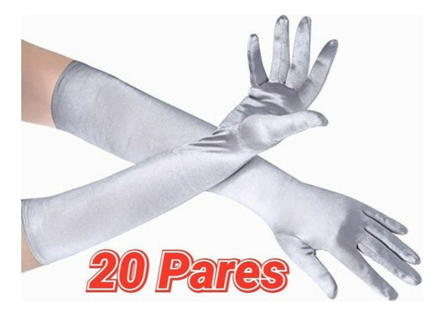 20pare Guantes Largos Elegantes Dama Satin Accesorio Disfraz