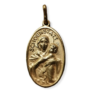 Medalla Oro 18k Virgen De Shoenstatt #1399 (medallas Nava) Dorado