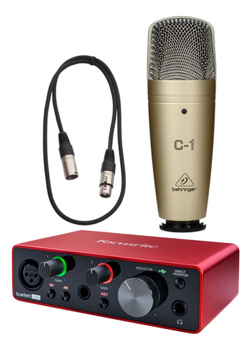 Placa Sonido Focusrite Scarlett Solo 3 Gen Mic Behringer C1