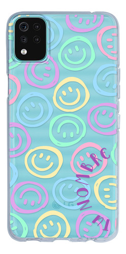 Funda Para LG Para Mujer Happy Faces Con Nombre