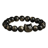 Pingyongchang Pulsera De Obsidiana Negra Natural, Pulseras C