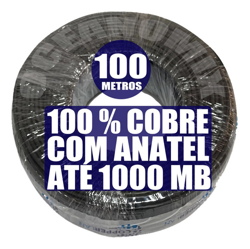 Cabo Rede Cftv Cat5e Rj45 Azul Rolo 100m Internet E 20 Rj45 