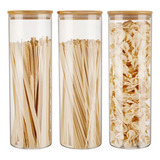 3 Frascos Contenedor De Vidio Tapa Bambu 2000ml 