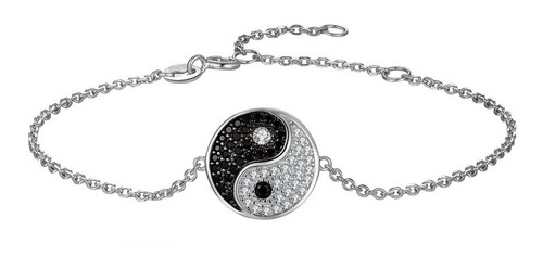 Pulsera Manilla Yin Yang Para Mujer Fabricada En Plata 925