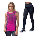 Kit Camiseta Regata Feminina Calça Legging Proteção Uv