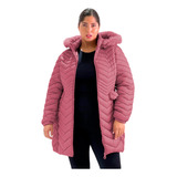 Campera Larga Talle Especial Abrigada Impermeable Capucha 